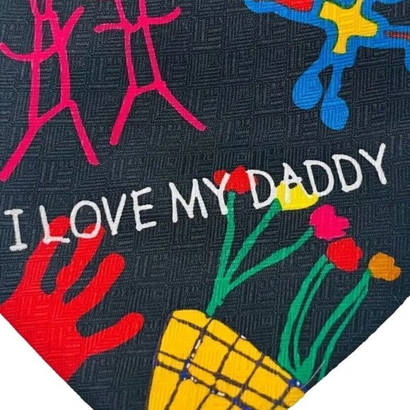 Ralph Marlin Men's Vintage 90's I Love My Daddy Necktie Daddy's Drawings Vivid - Picture 7 of 8